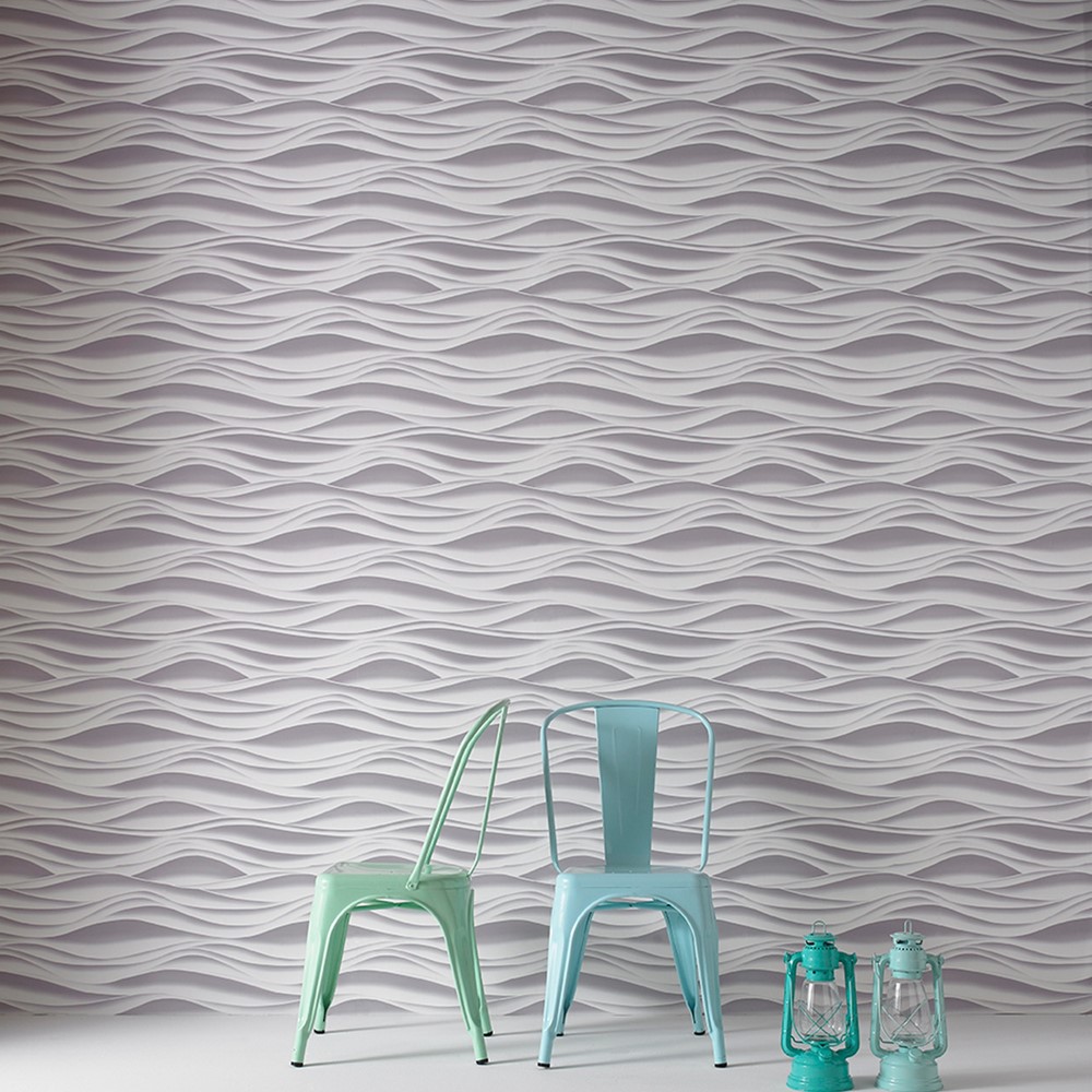 Sound Wave Wallpaper 102146 by Graham & Brown in Grey White